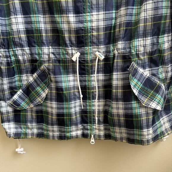 Woolrich Stash Away Rain Hooded  Jacket Green Plaid Size M - Picture 5 of 6